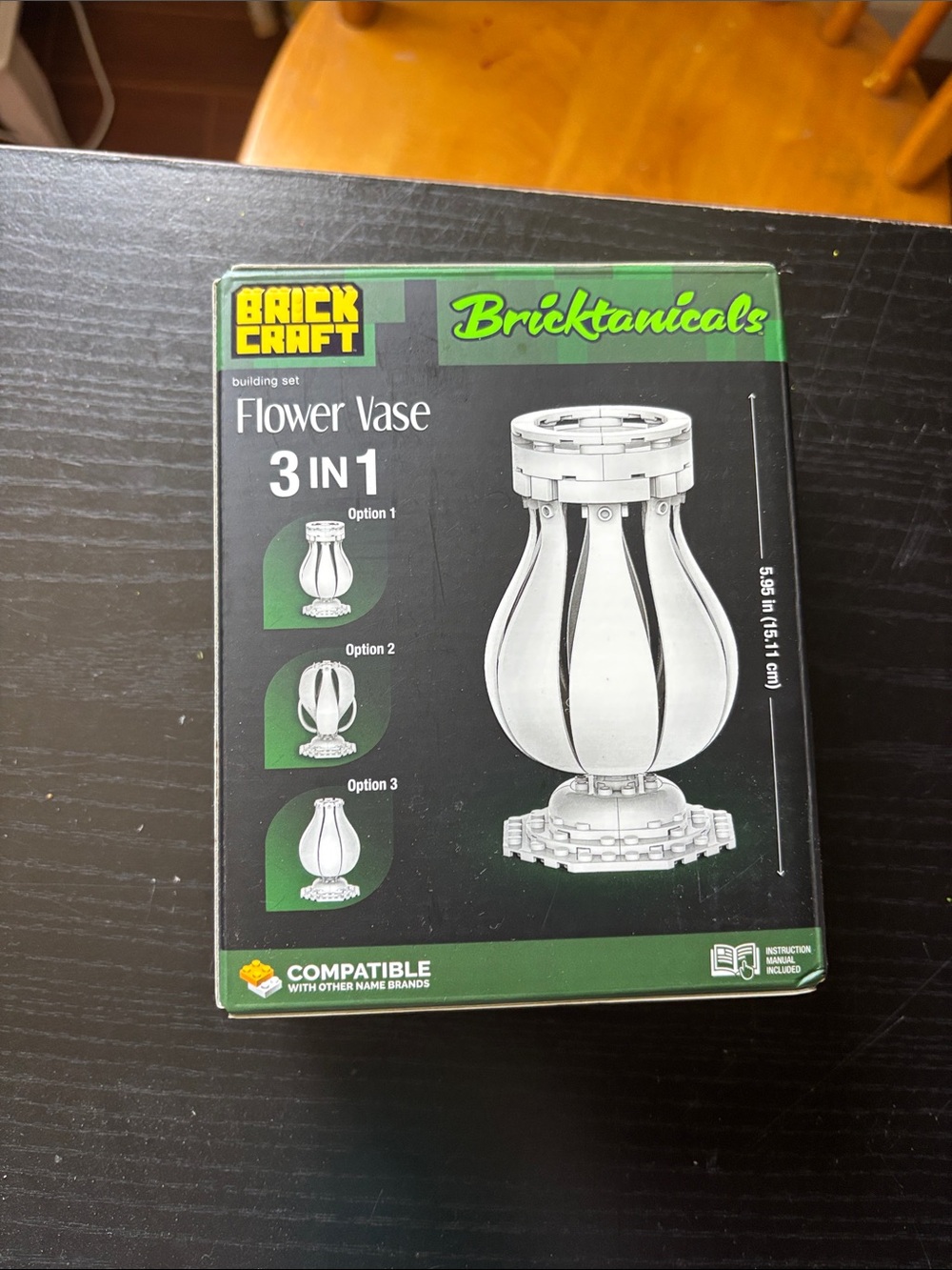 BrickCraft Bricktanicals Flower Vase 3-in-1 - Black/Green Box